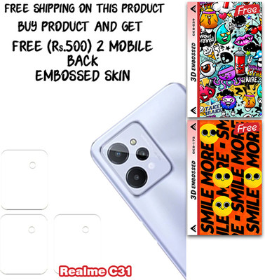 SOMTONE Camera Lens Protector for Realme C31 WITH FREE 500 RUPEES 2 3D EMBOSSED SKIN FOR MOBILE BACK CS039(Pack of 3)