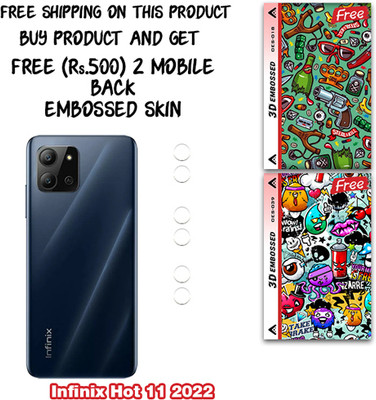 SOMTONE Camera Lens Protector for Infinix Hot 11 2022 WITH FREE 500 RUPEES 2 3D EMBOSSED SKIN FOR MOBILE BACK CS018(Pack of 3)