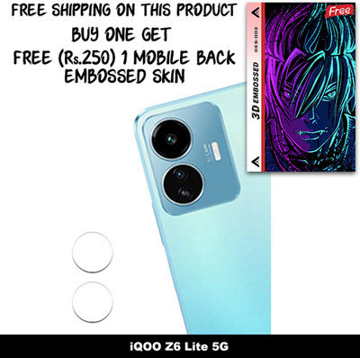 SOMTONE Camera Lens Protector for VIVO iQOO Z6 Lite 5G FREE 1 3D EMBOSSED SKIN FOR MOBILE BACK WITH CUT C1S002(Pack of 1)