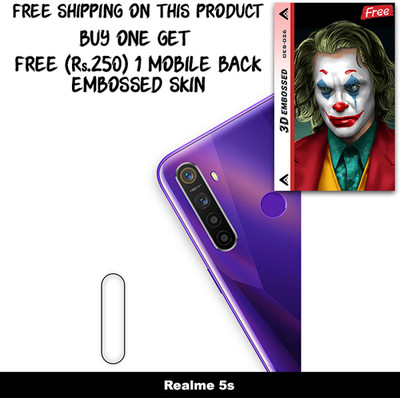 ARBAN Camera Lens Protector for Realme 5s FREE 1 3D EMBOSSED SKIN FOR MOBILE BACK WITH CUT C1S026(Pack of 1)