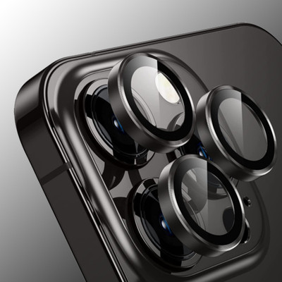 lazzymoby Camera Lens Protector for Apple iPhone 14 Pro, 3D Black Finish, Proper Fitting at Camera Ringh(Pack of 1)