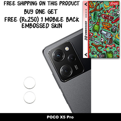 SOMTONE Camera Lens Protector for POCO X5 Pro FREE 1 3D EMBOSSED SKIN FOR MOBILE BACK WITH CUT C1S018(Pack of 1)