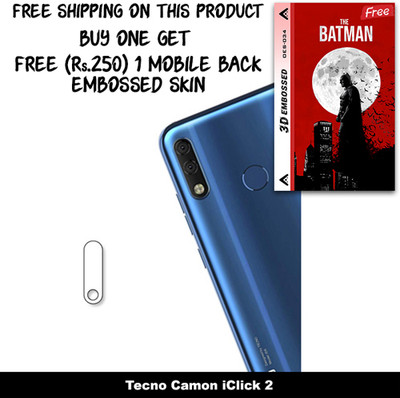SOMTONE Camera Lens Protector for Tecno Camon iClick 2 FREE 1 3D EMBOSSED SKIN FOR MOBILE BACK WITH CUT C1S034(Pack of 1)