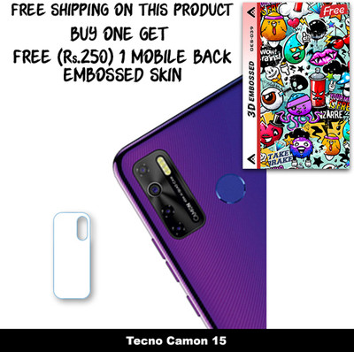 SOMTONE Camera Lens Protector for Tecno Camon 15 FREE 1 3D EMBOSSED SKIN FOR MOBILE BACK WITH CUT C1S039(Pack of 1)