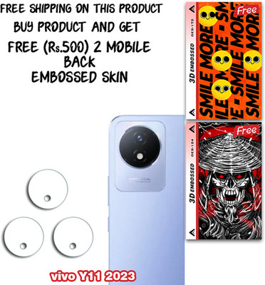 ARBAN Camera Lens Protector for vivo Y11 2023 WITH FREE 500 RUPEES 2 3D EMBOSSED SKIN FOR MOBILE BACK CS172(Pack of 3)