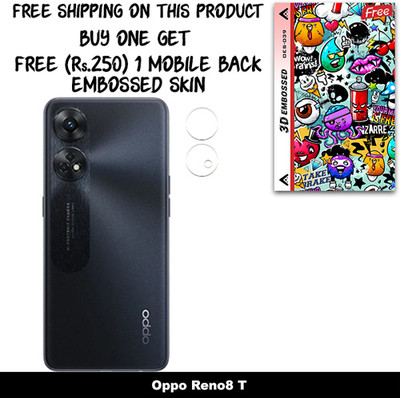 SOMTONE Camera Lens Protector for Oppo Reno8 T FREE 1 3D EMBOSSED SKIN FOR MOBILE BACK WITH CUT C1S039(Pack of 1)