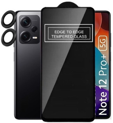 A3sprime Edge To Edge Tempered Glass for REDMI Note 12 Pro+ 5G, with Full Coverage Back Camera Lens Ring Guard Protector, (Color - Black)(Pack of 2)