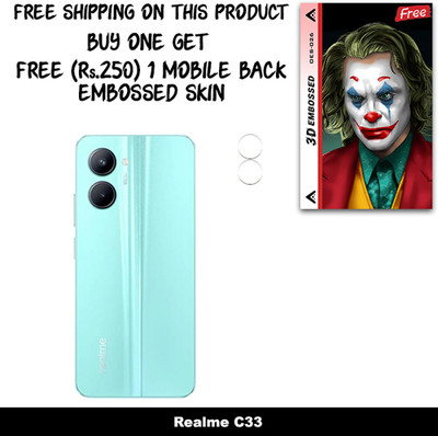 SOMTONE Camera Lens Protector for Realme C33 FREE 1 3D EMBOSSED SKIN FOR MOBILE BACK WITH CUT C1S026(Pack of 1)