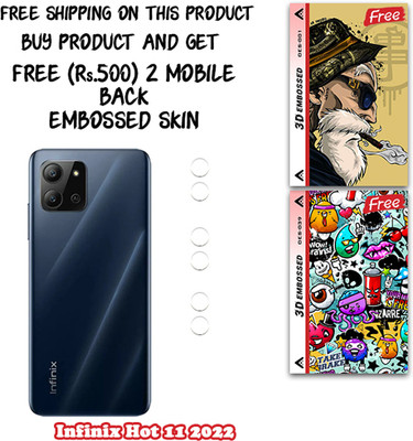 SOMTONE Camera Lens Protector for Infinix Hot 11 2022 WITH FREE 500 RUPEES 2 3D EMBOSSED SKIN FOR MOBILE BACK CS001(Pack of 3)