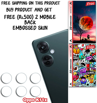 SOMTONE Camera Lens Protector for Oppo K11x WITH FREE 500 RUPEES 2 3D EMBOSSED SKIN FOR MOBILE BACK CS010(Pack of 3)