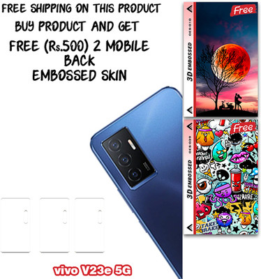 SOMTONE Camera Lens Protector for vivo V23e 5G WITH FREE 500 RUPEES 2 3D EMBOSSED SKIN FOR MOBILE BACK CS010(Pack of 3)