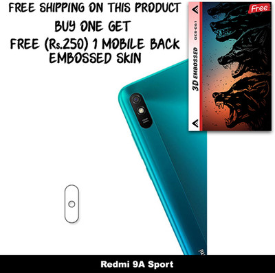 SOMTONE Camera Lens Protector for Redmi 9A Sport FREE 1 3D EMBOSSED SKIN FOR MOBILE BACK WITH CUT C1S061(Pack of 1)