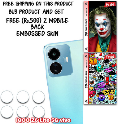 SOMTONE Camera Lens Protector for Vivo iQOO Z6 Lite 5GWITH FREE 500 RUPEES 2 3D EMBOSSED SKIN FOR MOBILE BACK CS026(Pack of 3)