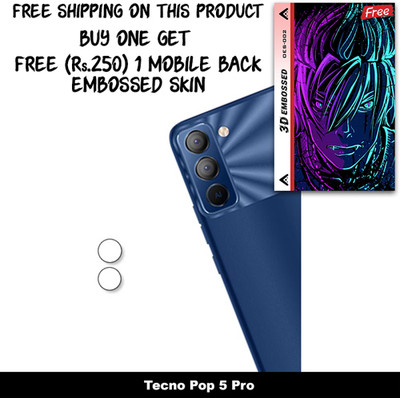 SOMTONE Camera Lens Protector for Tecno Pop 5 Pro FREE 1 3D EMBOSSED SKIN FOR MOBILE BACK WITH CUT C1S002(Pack of 1)