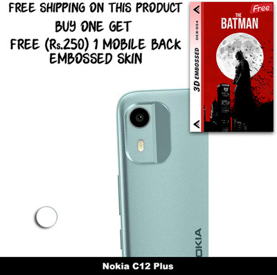 ARBAN Camera Lens Protector for Nokia C12 Plus FREE 1 3D EMBOSSED SKIN FOR MOBILE BACK WITH CUT C1S034(Pack of 1)