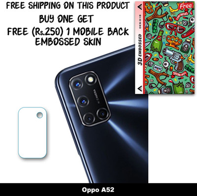 SOMTONE Camera Lens Protector for Oppo A52 FREE 1 3D EMBOSSED SKIN FOR MOBILE BACK WITH CUT C1S018(Pack of 1)
