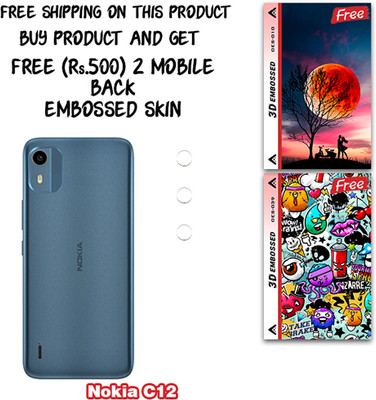 ARBAN Camera Lens Protector for Nokia C12 WITH FREE 500 RUPEES 2 3D EMBOSSED SKIN FOR MOBILE BACK CS010(Pack of 3)