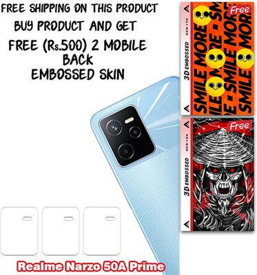 SOMTONE Camera Lens Protector for Realme Narzo 50A Prime WITH FREE 500 RUPEES 2 3D EMBOSSED SKIN FOR MOBILE BACK CS172(Pack of 3)