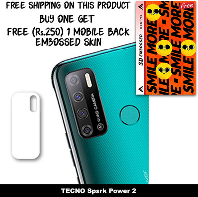 SOMTONE Camera Lens Protector for TECNO Spark Power 2 FREE 1 3D EMBOSSED SKIN FOR MOBILE BACK WITH CUT C1S172(Pack of 1)