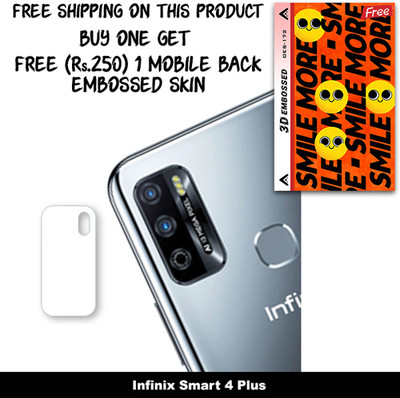 SOMTONE Camera Lens Protector for Infinix Smart 4 Plus FREE 1 3D EMBOSSED SKIN FOR MOBILE BACK WITH CUT C1S172(Pack of 1)