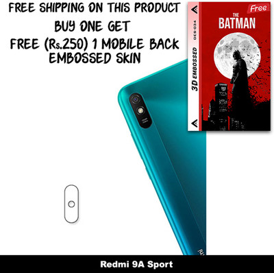 SOMTONE Camera Lens Protector for Redmi 9A Sport FREE 1 3D EMBOSSED SKIN FOR MOBILE BACK WITH CUT C1S034(Pack of 1)