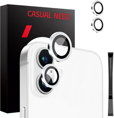 casual need Camera Lens Protector for , iPhone 16 / iPhone 16 Plus Bling, 9H Tempered Glass Camera Cover Screen Protector with Metal Ring, [Scratch-Resistant] [HD Clarity](Pack of 1)