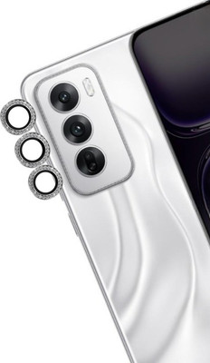 A3sprime Camera Lens Protector for OPPO Reno 12 5G, Reno 12 Pro 5G, |Edge to Edge Full Coverage 9H Surface Hardness Bling Diamond Shaped Tempered Glass with Metal Ring Guard Camera Lens Protector|(Pack of 3)