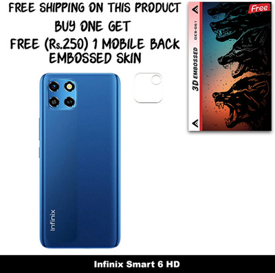 SOMTONE Camera Lens Protector for Infinix Smart 6 HD FREE 1 3D EMBOSSED SKIN FOR MOBILE BACK WITH CUT C1S061(Pack of 1)