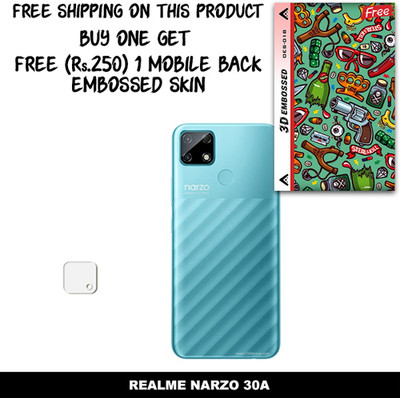 SOMTONE Camera Lens Protector for REALME NARZO 30A FREE 1 3D EMBOSSED SKIN FOR MOBILE BACK WITH CUT C1S018(Pack of 1)