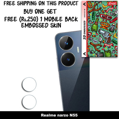 ARBAN Camera Lens Protector for Realme narzo N55 FREE 1 3D EMBOSSED SKIN FOR MOBILE BACK WITH CUT C1S018(Pack of 1)