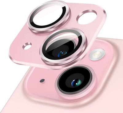 Mobilive Back Camera Lens Glass Protector for iPhone 15 Plus Fully Metal Edge to Edge Coverage(Pack of: 2)