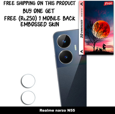 SOMTONE Camera Lens Protector for Realme narzo N55 FREE 1 3D EMBOSSED SKIN FOR MOBILE BACK WITH CUT C1S010(Pack of 1)