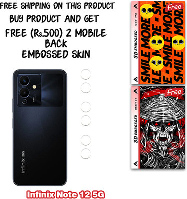 SOMTONE Camera Lens Protector for Infinix Note 12 5G WITH FREE 500 RUPEES 2 3D EMBOSSED SKIN FOR MOBILE BACK CS172(Pack of 3)