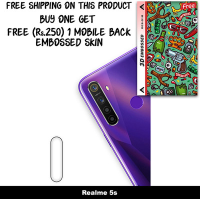 SOMTONE Camera Lens Protector for Realme 5s FREE 1 3D EMBOSSED SKIN FOR MOBILE BACK WITH CUT C1S018(Pack of 1)