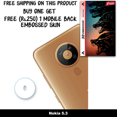 SOMTONE Camera Lens Protector for Nokia 5.3 FREE 1 3D EMBOSSED SKIN FOR MOBILE BACK WITH CUT C1S061(Pack of 1)