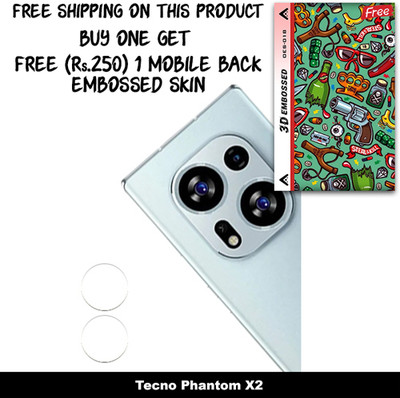 SOMTONE Camera Lens Protector for Tecno Phantom X2 FREE 1 3D EMBOSSED SKIN FOR MOBILE BACK WITH CUT C1S018(Pack of 1)