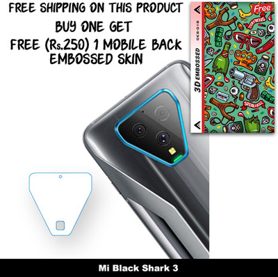 ARBAN Camera Lens Protector for Mi Black Shark 3 FREE 1 3D EMBOSSED SKIN FOR MOBILE BACK WITH CUT C1S018(Pack of 1)