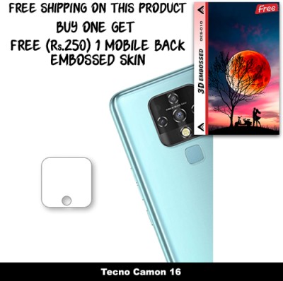 SOMTONE Camera Lens Protector for Tecno Camon 16 FREE 1 3D EMBOSSED SKIN FOR MOBILE BACK WITH CUT C1S010(Pack of 1)