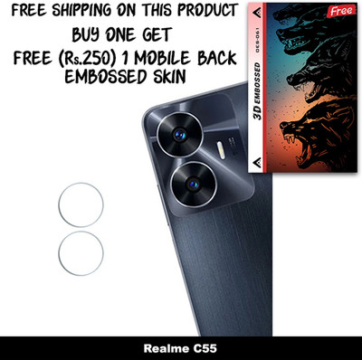 SOMTONE Camera Lens Protector for Realme C55 FREE 1 3D EMBOSSED SKIN FOR MOBILE BACK WITH CUT C1S061(Pack of 1)