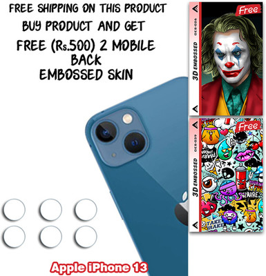 SOMTONE Camera Lens Protector for Apple iPhone 13 WITH FREE 500 RUPEES 2 3D EMBOSSED SKIN FOR MOBILE BACK CS026(Pack of 3)