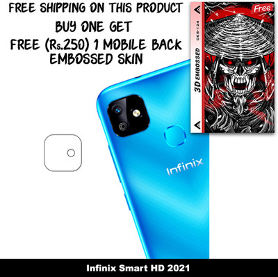 SOMTONE Camera Lens Protector for Infinix Smart HD 2021 FREE 1 3D EMBOSSED SKIN FOR MOBILE BACK WITH CUT C1S124(Pack of 1)