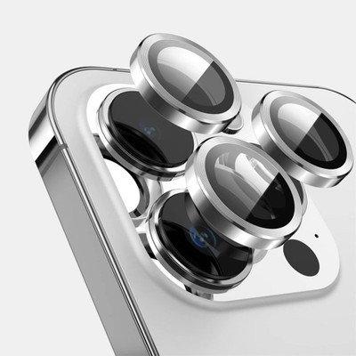 lazzymoby Camera Lens Protector for Apple iPhone 13 Pro Max, 3D Silver Finish, Proper Fitting at Camera Ringh(Pack of 1)
