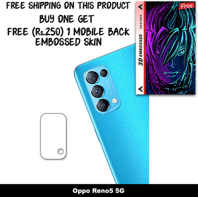 SOMTONE Camera Lens Protector for Oppo Reno5 5G FREE 1 3D EMBOSSED SKIN FOR MOBILE BACK WITH CUT C1S002(Pack of 1)