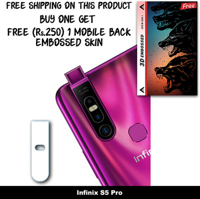 SOMTONE Camera Lens Protector for Infinix S5 Pro FREE 1 3D EMBOSSED SKIN FOR MOBILE BACK WITH CUT C1S061(Pack of 1)