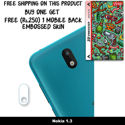 SOMTONE Camera Lens Protector for Nokia 1.3 FREE 1 3D EMBOSSED SKIN FOR MOBILE BACK WITH CUT C1S018(Pack of 1)