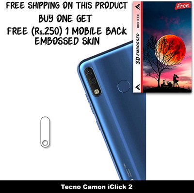 SOMTONE Camera Lens Protector for Tecno Camon iClick 2 FREE 1 3D EMBOSSED SKIN FOR MOBILE BACK WITH CUT C1S010(Pack of 1)