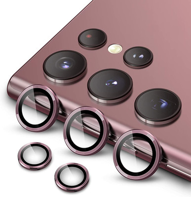 LOWCOST ASM Camera Lens Protector for Samsung Galaxy S22 Ultra, 9H Tempered Glass Metal Individual Ring Cover, Easy Installation, HD Clear, Set of 5 (Burgundy)(Pack of 1)