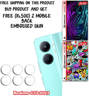 SOMTONE Camera Lens Protector for Realme C33 2023 WITH FREE 500 RUPEES 2 3D EMBOSSED SKIN FOR MOBILE BACK CS002(Pack of 3)