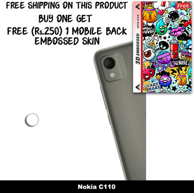 ARBAN Camera Lens Protector for Nokia C110 FREE 1 3D EMBOSSED SKIN FOR MOBILE BACK WITH CUT C1S039(Pack of 1)