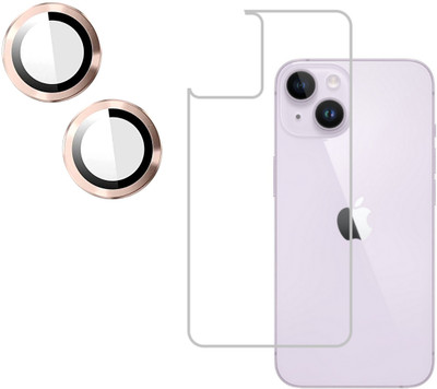 Tech Konnect Camera Lens Protector for iPhone 14, iPhone 14 Back Protective Film Screenguard with Gold Camera Ring Protector( Gold)(Pack of 2)